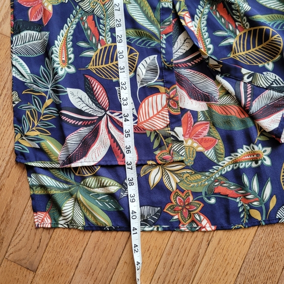 Spense Floral Shirt Tunic Sleeveless Band Collar Hi Low Hem - Picture 14 of 14